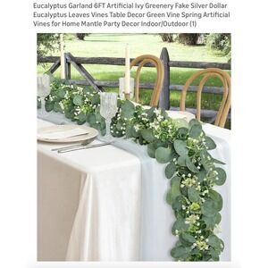 Eucalyptus Garland 6FT Artificial Ivy Greenery Fake Silver Dollar Eucalyptus New